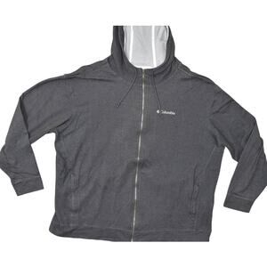 Columbia Women's Gray Cotton Full Zip Jacket 2XL Hooded Solid Pockets